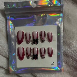 Red and Black  leopard print Nails